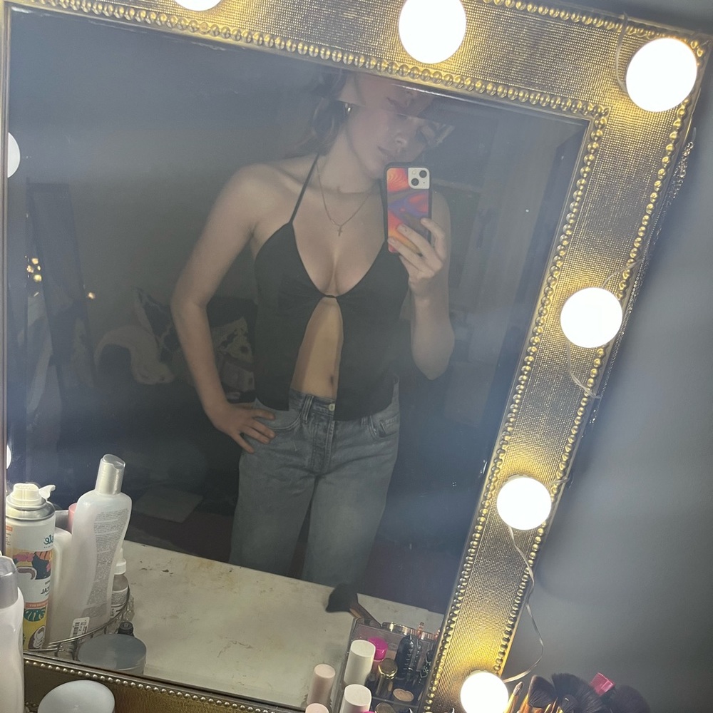 SATIN BLACK ARUN CAMI TOP- MOTEL ROCKS